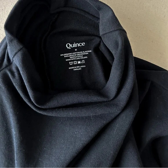 Quince Stretch Cotton Jersey Sleeveless Mock Neck Top in Black size M Medium - Picture 6 of 6